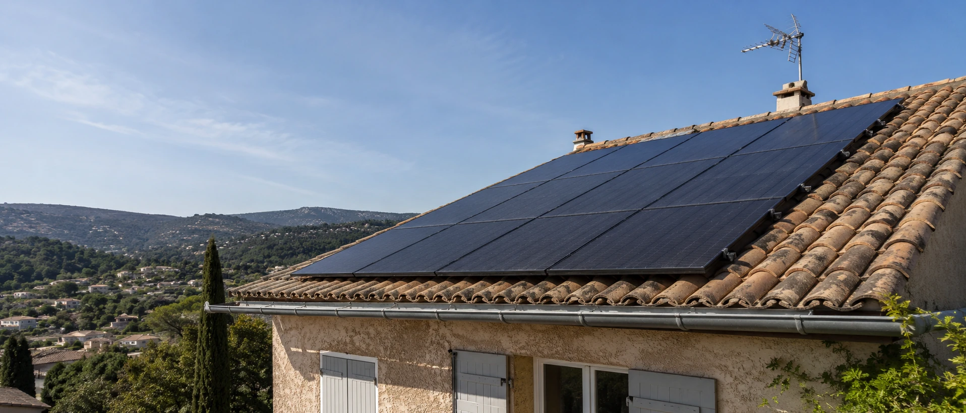 Installation photovoltaïque existante sur une toiture en Provence